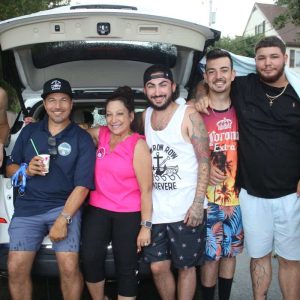 Shown from left to right: Cam Daigle, Councillor-at-Large candidate Alex Rhalimi, Ward 5 Councillor candidate Angela Guarino Sawaya, Anthony Sawaya Jr., Jonathan Polignone, Aaron Santos and Lilly Ranucci.