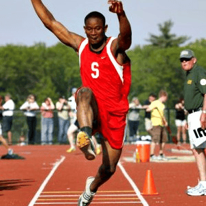 AN ALL-AMERICAN TRACK STAR AT SAUGUS HIGH: Olisa Obiefuna, Saugus High School Class of 2012, distinguished himself as the greatest Sachem athlete in track & field the day he became an All-American in the Triple Jump. Tomorrow night (Saturday, November 2), he will be inducted into the Saugus High School Sports Hall of Fame. (Courtesy Photo to The Saugus Advocate)