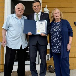 Edwin Wood, Mayor Gary Christenson and Carol Wood