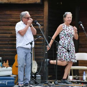 Aubrey Atwater (right) demonstrated some traditional step dancing and clogging styles during last week’s concert at the Saugus Iron Works National Historic Site. (Photo courtesy of Laura Eisener)