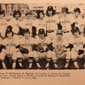 The 1972 Malden High School baseball team at Devir Park – Bandstand in background.