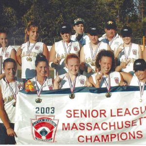 Front row: Rachel Timmons, Sarah Graffam, Kaitlyn DeVincentis, Nicole Bolduc, Sierra Gomes, Keri Burgess. Back row: Mgr. Bob DeVincentis, Ashley Guerriero, Marina Rigano, Raquel Sully, Pres. Bob Miller, Krystle O’Brien, Coach Jack Curry, Maggie McCue, Anna Rigano.