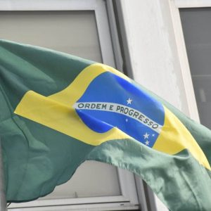 The Brazilian flag flying high at Everett City Hall.