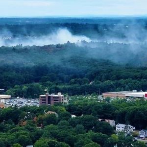 BREAKHEART’S BURNING: An aerial view of the fires that burned through Breakheart Reservation last August, forcing a temporary closure. (Courtesy photo to The Saugus Advocate)