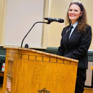 Board of Assessors Member Jennifer D’Eon briefed selectmen during last week’s Tax Classification hearing. She noted that selectmen have historically chosen the maximum allowable shift factor to afford residential taxpayers the lowest share of the tax. (Saugus Advocate photo by Mark E. Vogler)