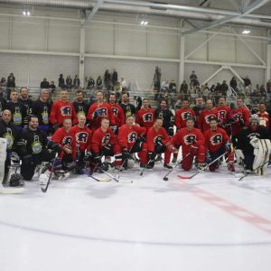 Standing, shown from left to right: Officers Joey Defeo, Daniel Redding, Matt Leslie, Anthony Matos, Jack Dean, Emilio Digitale, Mike Dercolo, Joe Duca, Andrew Lauria, and Randy Cipoletta. Bottom row, shown from left to right: James Picardi, Anthony Delloiaconno, Derek Vecchia and Steve Ahern along with members of the fire department.