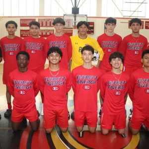 2024 EHS Crimson Tide Varsity Soccer Team Seniors, shown front row, from left to right; Head Coach Rodney Landaverde, seniors Luvens Hector, Antony Henriquez, Santiago Arredondo, Timothy Villanueva, and Jared Valdivieso Arias; Back row, shown from left: seniors Anthony Fontes, Jefferson Carballo, Kareem Drissi, Douglas Landaverde, Henrique Pinto, Bryan Ribeiro, and David Severe.  (Advocate photo)