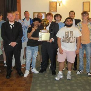 The Bullets are presented with the MNBL Championship Trophy.