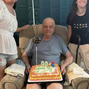 Birthday boy Carl Gasparello with granddaughters Marina (left) and Geena.