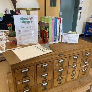Find the seed library at the Parlin in an old card catalog!