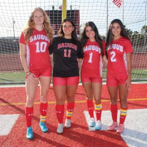 TEAM LEADERS: The Lady Sachems Soccer Captains, shown from left to right: Layla Manderson, Victoria Carter, Taylor Deleidi and Madison Botta. (Advocate photo)