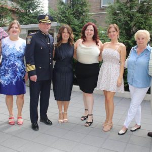 Incoming Police Chief Glenn Cronin and his family, pictured from left to right: his son-in-law, John O’Bryan; his daughter Cassandra O’Bryan; Police Chief Cronin; his wife, Jeanne Cronin; their daughters Jessica and Kaitlynn Cronin; his mother-in-law, Paulette Willett; and his father-in-law, Richard Willett. Cronin has served on the police force for 29 years.