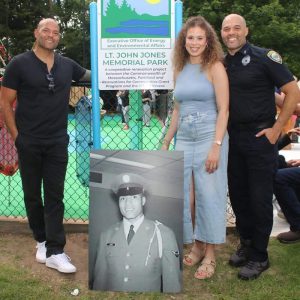 Lt. John Jones’ family members, shown from left to right: son Jason Jones, daughter Joyanne Jones-Shaughnessy and son J.J. Jones.