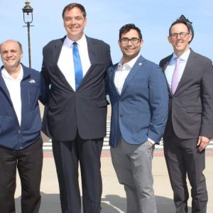 Pictured from left to right: Northeast Metropolitan Regional Vocational School Committee Member Anthony Caggiano, State Representative Jeffrey Turco, Director of Travel and Tourism Charlie Giuffrida, Mayor Brian Arrigo and Councillor-at-Large Marc Silvestri.