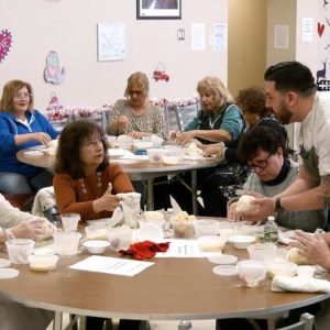 Chef Anthony Pio leads a cooking class at the Rossetti-Cowan Senior Center.