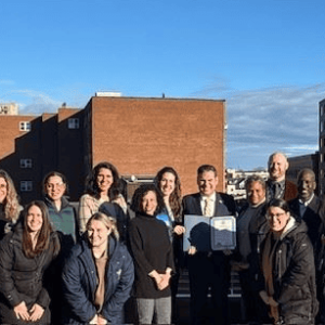 Malden School Counselors with Mayor Gary Christenson (center), Director of School Counseling, Testing & Academic Support Erin Craven (left of mayor, holding proclamation), Ward 3 School Committee Member/Vice Chair Jennifer Spadafora (left of Erin Craven) and Superintendent Dr. Ligia Noriega-Murphy (far right) (Courtesy of the City of Malden)