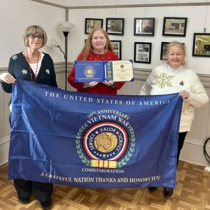 DAR Parson Roby Chapter Regent Gail Cassarino, Vice Regent Wendy Renda, Corresponding Secretary Judith Askey (Courtesy photo of Joanie Allbee The Saugus Advocate)