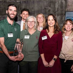 Triangle, Inc. CEO Rachel Kaprielian is pictured in the center. DCR’s Universal Access Program’s Matthew Mitchell, Terri Koopman and Mariah Fontaine accepted the 2025 Carmella Gregorie Disability Advocate of the Year award, which was presented by Triangle’s Chief of Workforce Initiatives, Corey Grant, and Chief Integrity Officer Melissa Strout.