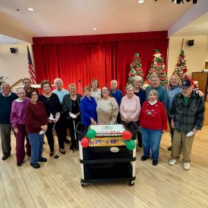 DECEMBER BIRTHDAYS: The Saugus Senior Center recognized 17 residents who celebrated their birthdays collectively last Friday during a special celebration at the Saugus Senior Center. Pictured from left to right: Front row: Betty Dormer, Phyllis Marchioni, Clara Cotta, Dale Coogan, Maryanne Arcerero, Diane Nelson, Eleanor Bourque, Jean Lyons and Paul Gage; back row: Bill Pothier, Victor Bruno, Faye Lagrassa, Marcia Pollack, Fred Lewis, Mary Kinsell, Jay Agnew and Joan Nun. (Courtesy Photo to The Saugus Advocate)