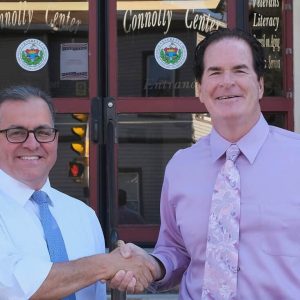Christopher Connolly (right) — pictured with Mayor-elect Robert Van Campen on the campaign trail — will serve as chair of the Van Campen Transition Team. (Advocate file photo)