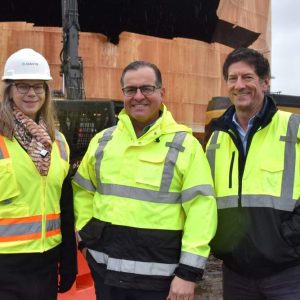 From left to right: The Davis Companies Senior Vice President of Construction Gretchen McGill, Mayor Robert Van Campen and The Davis Companies Chief Development Officer Michael Cantalupa.