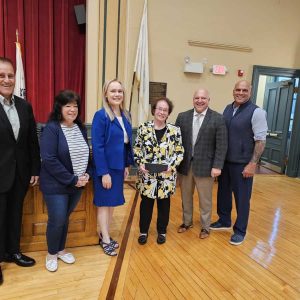 Dorothy Barker stood with the Board of Selectmen after she was honored with a citation for her ongoing volunteer work to beautify Golden Hills. (Saugus Advocate photo by Mark E. Vogler)