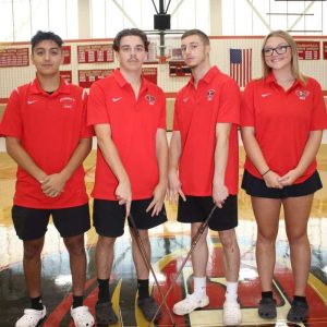 CRIMSON TIDE GOLF: the Everett High School Crimson Tide Varsity Golf team, pictured from left to right: David Saia, Matthew Turilli, Justin Longmore and Makenzie Powers.