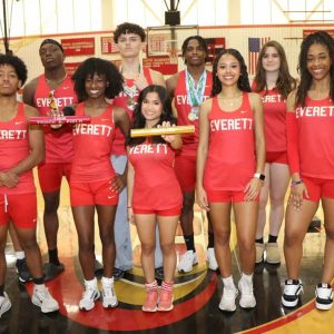 The 2025-26 Crimson Tide EHS Co-Ed Indoor Track Team Captains, shown from left to right: Front row: Anthony Whitlow, Zoe Massiah, Akanksha Nuepane, Isabella Pimenta and Shinead Riley; second row: Antonio Iraola, Kervens Joseph, Lucas Nunez, Kayshaun Eveillard, Graziella Foster and Jeremy Whitlow.
(Advocate file photo)