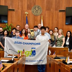 Mayor Carlo DeMaria was joined by Superintendent William Hart and members of the City Council to congratulate the students and instructors of the Everett High School Crimson Tide Percussion Ensemble on finishing first place in the Concert A division at the 2025 WGI World Championships in Dayton, Ohio.