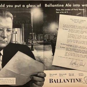 Vintage Life magazine ad featuring Erle Stanley Gardner & Ballantine Ale