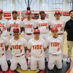 Seniors — Top row, shown from left to right, are: Jose Portillo, Jevaun Berberena, Albert Santana, Gavin Olibrice, and Chris O’Neil with Head Coach Malik Love. Bottom row, shown from left to right, are: Isaiah Goffigan, Nordeivy Santana, Reinaldo Santiago, and Manny Santiago.