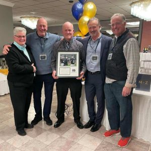 The Freker family celebrating yet another Hall of Fame induction for brother Steve, pictured from left to right: Karen, Gary, Steve, Jack and Mike.
