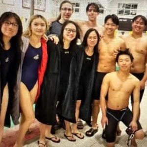 FINAL MEET QUALIFIER: Shown with Malden High School swim Head Coach Jessica Bisson (at far right) are the Malden High swimmers who qualified for the MIAA North Sectional Meet, pictured from left to right: Tiffany Pham, Joslyn Nguyen, Liam Bloom, Hailey Tran, Sophie Tran, Nimon Jusufi, Kyle Lee, David Xu and Nathan Nguyen.