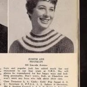 FROM THE CLASS OF 1960: Judi Franklin’s yearbook photo and bio. (Courtesy Photo to The Saugus Advocate)