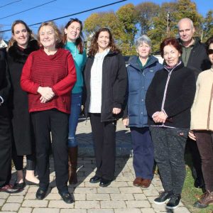 Shown from left to right: son-in-law Walter Sullivan, granddaughter Caitlin Maki, daughter Deborah Sullivan, granddaughter Erin Murphy, niece Julie Corcoran, niece-in-law Tricia Bolas, nephew Paul Bolas, and cousins Lucie and Virginia Piazza. (Advocate photos by Tara Vocino)