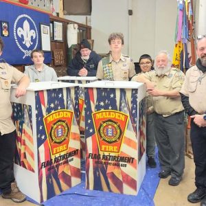Pictured from left to right are Boy Scout Troop 603 members: Eagle Scout Scott Gage, Steven Laurence, Stephen Walker, James Gage, Nefaset Zinzami, Assistant Scoutmaster Steven Ciampa and Scout Leader Jason Altieri. (Courtesy photo)