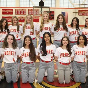The 2025 EHS Crimson Tide Varsity Girls’ Softball Team members are shown from left to right: Front row: Mia Allen, Jayla Davila, Arianna Osorio-Bonilla, Kassidy Rivera, Mia Oliva, Talyciah Arrington and Juliette Romboli; back row: Peyton Warren, Olivia Dresser, Emma Salvi, Ashley Seward, Graziella Foster, Luiza Velev and Alexa Uga.