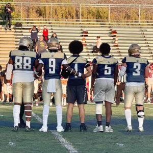 THE FUTURE IS NOW: Pictured from left to right are MHS Football Captains Earl Fevrier, Kevin Exilhomme, Matt Brito, James Hyppolite and Aidan Brett. (Dorothy Levine photo)