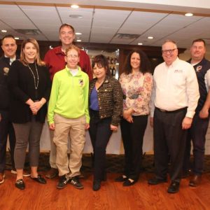 Shown from left to right: Councillor-At-Large Robert Haas, Mayor Patrick Keefe, State Representatives Jessica Giannino with Jeffrey Turco, Major Deborah Bowker, Ward 5 City Councillor Angela Guarino-Sawaya, School Committee members Aisha Millbury-Elllis with John Kingston, Sgt. James Burke and Sgt. Major Robert Callender.