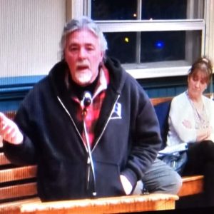 Glenn Bowie, who has run an elevator business in East Saugus for two decades, said the flooding has gotten so bad in recent years that he’s been thinking about relocating to another town. (Courtesy of SaugusTV)