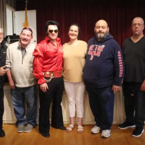 Shown from left to right: Greg Kapamagian, George Moreschi, “Elvis,” Amanda Leone, Pasquale Ferri and Mark Brown. (Advocate photos by Tara Vocino)