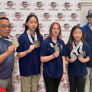 The Massachusetts Rifle Association Junior Pistol Team is coached by Louis Matnog of Malden, with teammates Lisa Zhu, Maya Lumpau, Andrew Spencer, and Emma Choi.