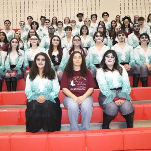 Front row (seniors), shown from left to right, are: Tessa Ford, Isadora DeCastro Mendes, and Allison Alarcon Acosta. Second row: Natalia Tejada Huete, Arianna Hernandez Perlera, Isabel Escobar Martinez, Jazlyn Ramos, Keyla Marroquin, Dylan Escobar Martinez, Derek Soper, Jaime Perez, and Sahir Lopez Ramirez. Third row: Jeremy Valdivieso Arias, Sophia Perez Tepoz, Jacqueline Pineda, Sofia Chamorro, Matthew Sylvestre, Lucas Simoes, Axel Nguyen, Sofia Diaz, Jennilynn Du, Jamie Marcellus, and Daniel Nuñez Estrella. Fourth row: Kenny Silva, Santino Vega, Lio Herrera, William Hurley, Mike Batista, Dillon Brescia, Kai De Aguiar, Arihanna Salvador, Alexandra Rodriguez Chacon, Millena Batista, Jake Moreira, and Selena Santos. Fifth row: Christopher Cortez, Madison Nichols, Elora Olivieri, Audrey Sawyer, Waif Dormevil, Franklin Portillo Pineda, Obed Lopez Portillo, Jaclyn Nguyen, Daniela Rodriguez Chacon, Riley Sandler, and Em Pineda Ramos.