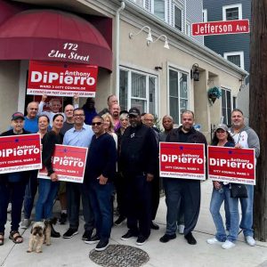 Supporters gathered out front of Anthony DiPierro's HQ to wish him luck and offer their support.