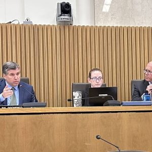 State Senator Sal DiDomenico is shown at a recent hearing by the Legislature’s Joint Committee on Education.