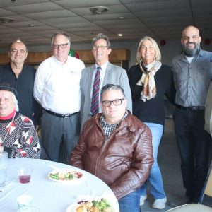 Seated, shown from left to right: Jim DePaulo and Christopher Ily. Standing, shown from left to right: Donna DePaulo, Revere School Committee Elect Anthony Caggiano, Revere School Committee member John Kingston, Councillor At Large Anthony Zambuto, Senior Center Director Deb Peczka DiGiulio, Councillor At Large Elect Bob Haas and Alberto Cammarano.