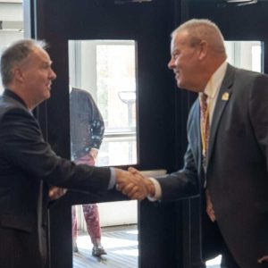 Superintendent William D. Hart (right) welcomed EOTSS Secretary Jason Snyder
to Everett High School on October 9, 2025.  (Courtesy photo)