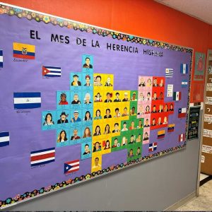 Hispanic Heritage Month bulletin board at PCSS II in Saugus (courtesy photo)