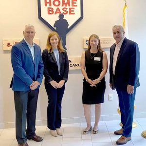 From left to right: Home Base Executive Director Brigadier General Jack Hammond, Home Base Director of Government Relations and Network Development Kate Weinograd, Boston Red Sox Senior Director of Business and Government Affairs Claire Durant and Rep. Joe McGonagle. (Courtesy photo)