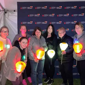 Junior Aid Association of Malden members, pictured left to right, at Light the Night on the Boston Common: Mary Doucette, Courtney Doucette, Kelly Yin, Paula Higgins, President Susan Higgins, Eleanor Kenney and Helen Kipnis.